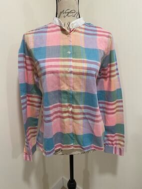 VTG Shirt Street Pink Plaid Long Sleeve Button Up Shirt Size Large
